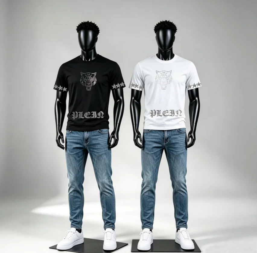 Streetwear Brand Designs - เสื้อยืดผู้ชายแบรนด์หรู สไตล์สตรีทแวร์ คุณภาพสูง ประดับเพชรเทียม สำหรับฤดูร้อน ออกแบบโดยดีไซเนอร์