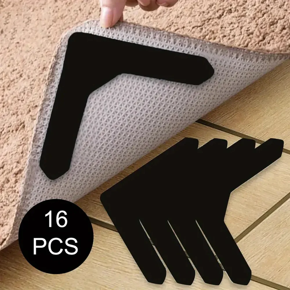 16 Pieces Non-Slip Carpet Stickers for Living Room Dining Room Bathroom Carpets Prevent Carpet Movement and Rolling Edges