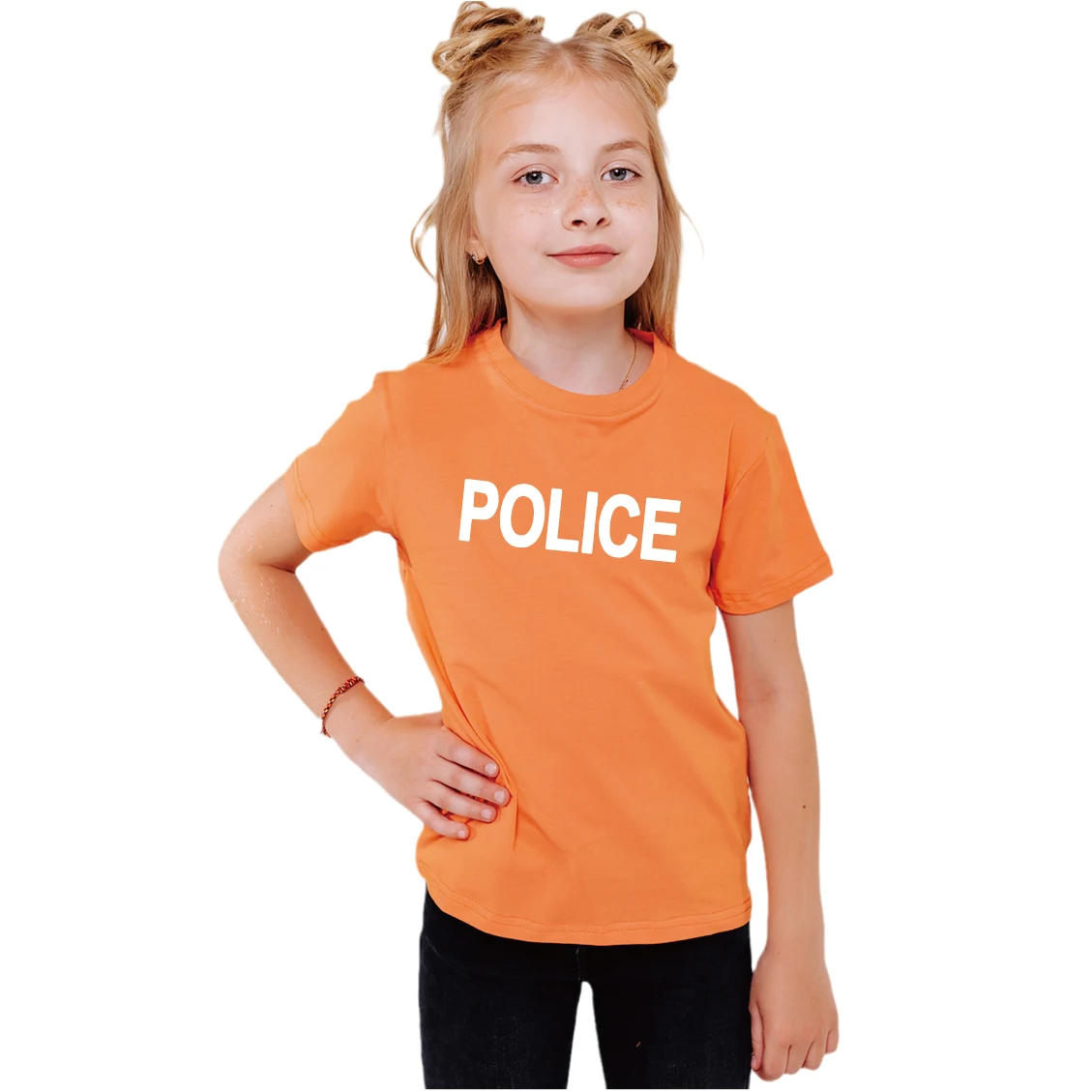 POLICE T-Shirt Kids Cosplay Fancy Dress Costume Children Unisex Summer Tshirt Letter Print Fashion Cotton Tee