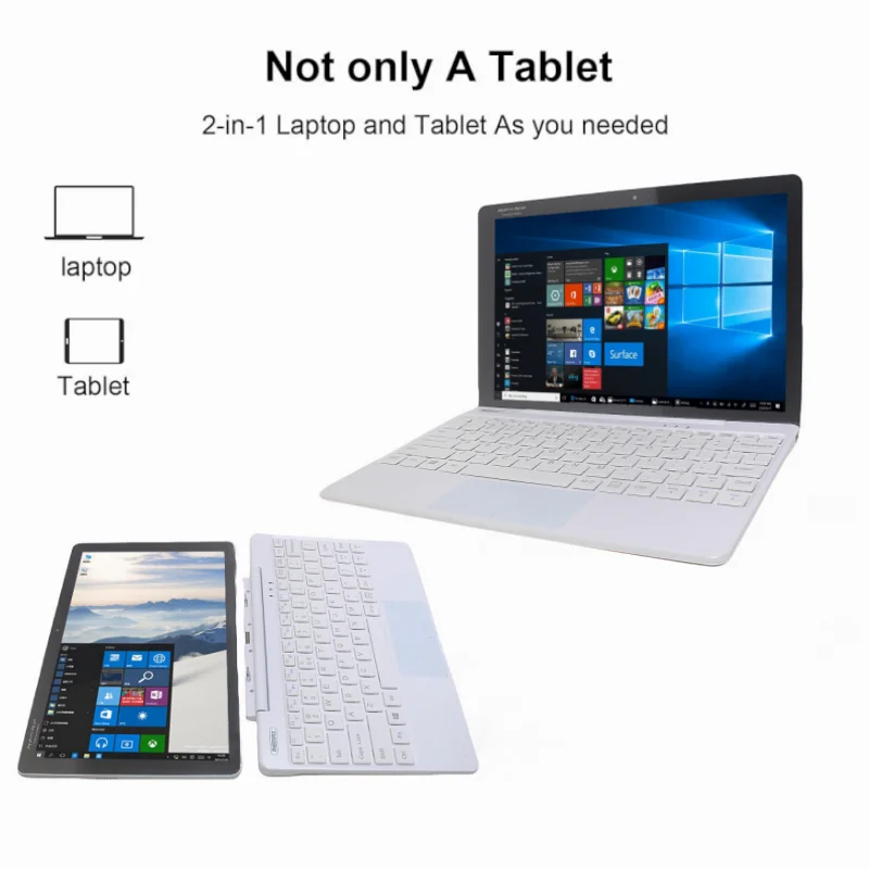 Tableta de 4 núcleos con teclado desmontable, Tablet de 10,1 pulgadas, 2GB, DDR, 32GB de ROM, Windows 10, 64 bits, Z8350, USB 3,0, cámara Dual