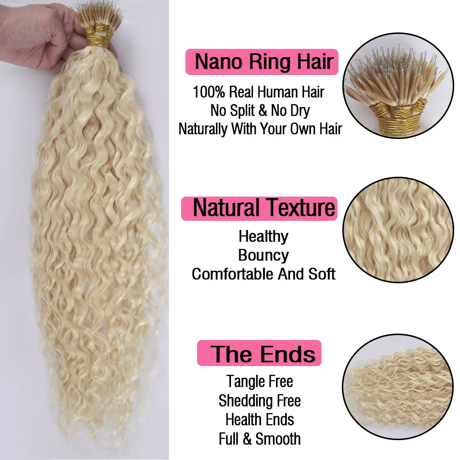 Audelami Water Wave Nano Ring Human Hair 40g 50g Keratin Capsule Micro Ring Hair Extensions Human Hair Real Human Remy Hair