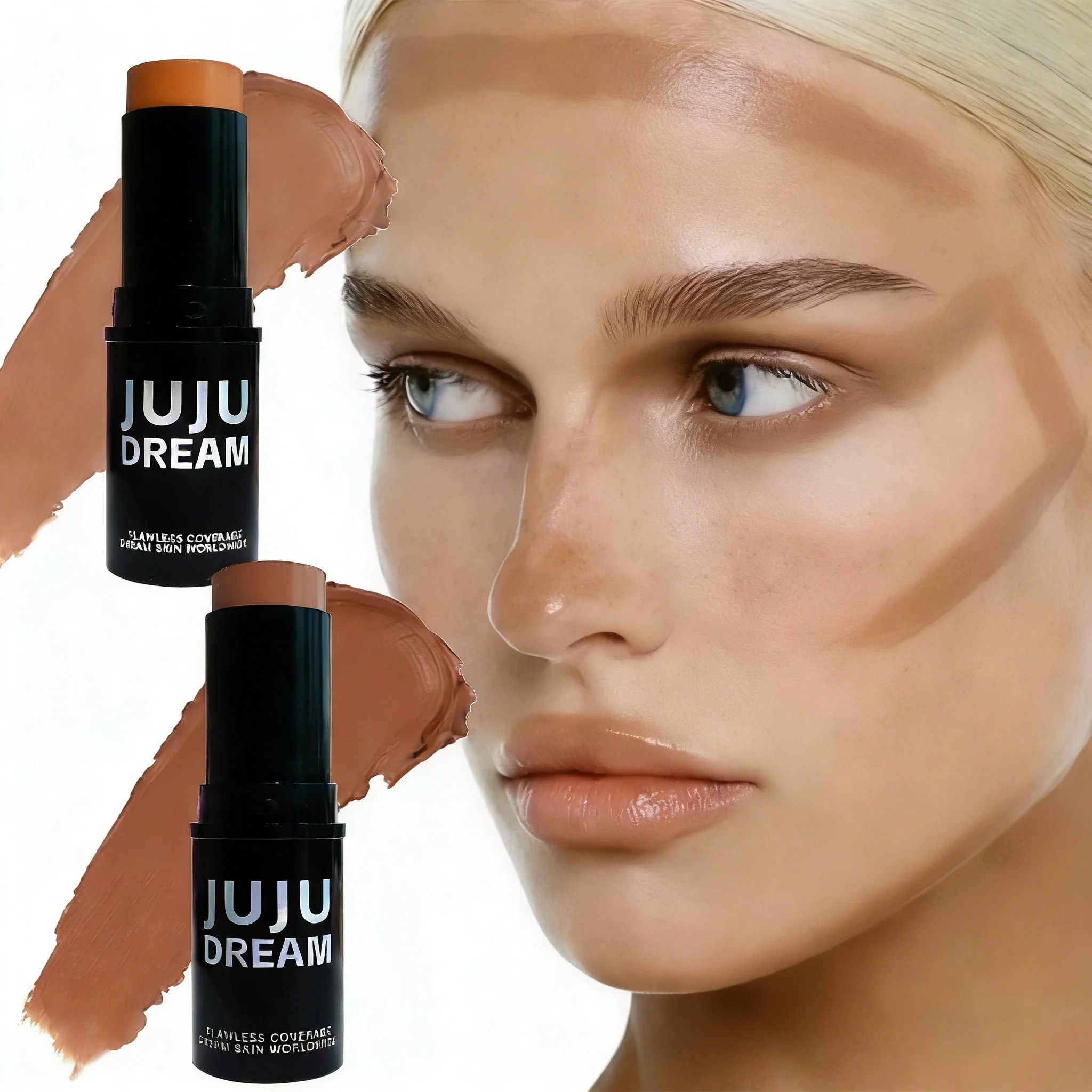 قلم تحديد الوجه والجسم، برونزر، كونسيلر، هايلايتر، غير دهني، يدوم طويلاً، تغطية قابلة للبناء