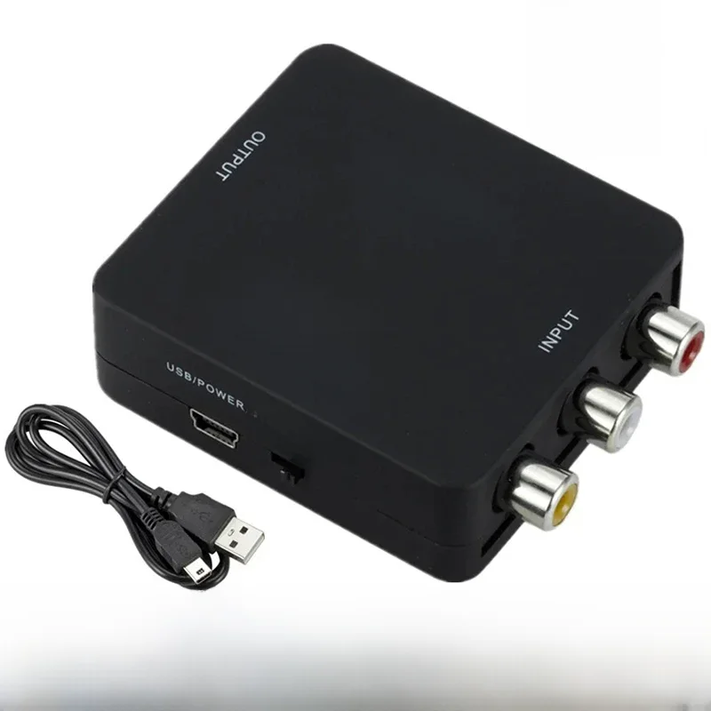 Conversor compatível com RCA AV para HDMI, caixa de vídeo, AV, CVSB, L, R, HD, 1080P, 1920*1080,