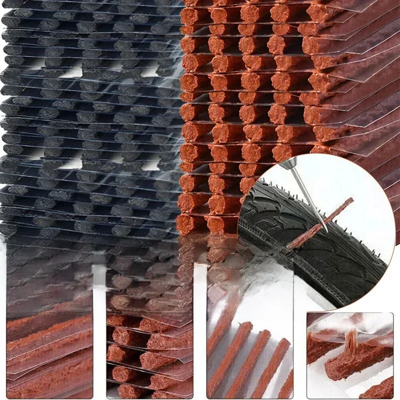 Bandes de réparation de pneus, 10 à 200 pièces, joints de colle en caoutchouc sans chambre à air pour voiture moto, Kit de réparation de crevaison de pneus, outils et accessoires