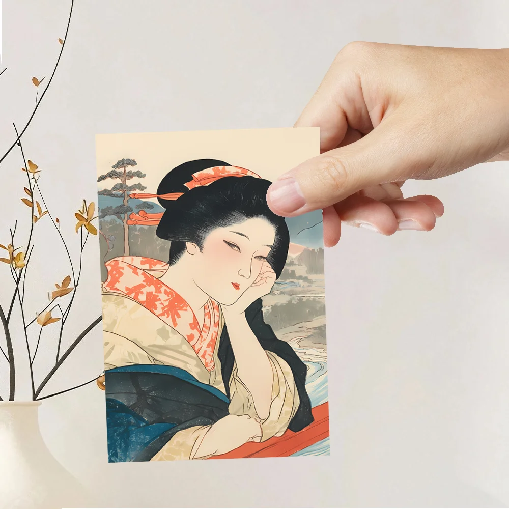 32 piezas, postales de estilo japonés vintage, pegatinas para decoración de habitaciones, materiales para folletos, recuerdos, coleccionables y envíos por correo