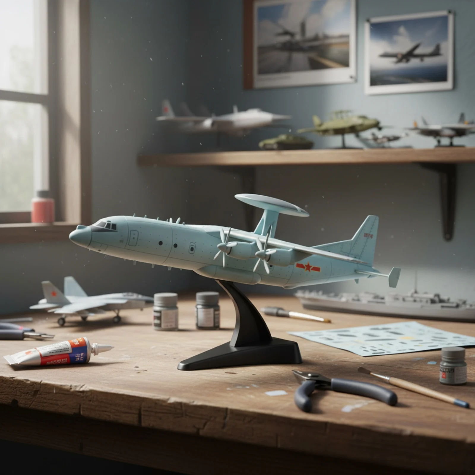 

3D Model Transport Aircraft, DIY Assembly Military Toy, Patrol Plane, Warning Aircraft