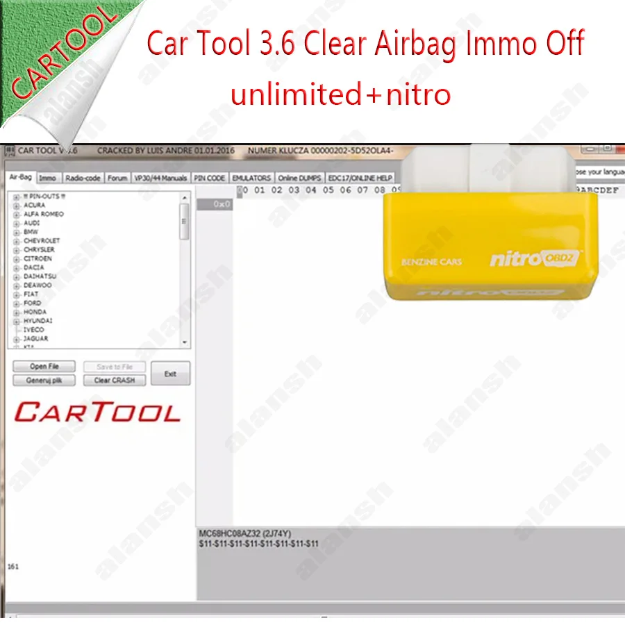 CarTool 3.6 Car tool for Immo and Airbag Reset + nitro