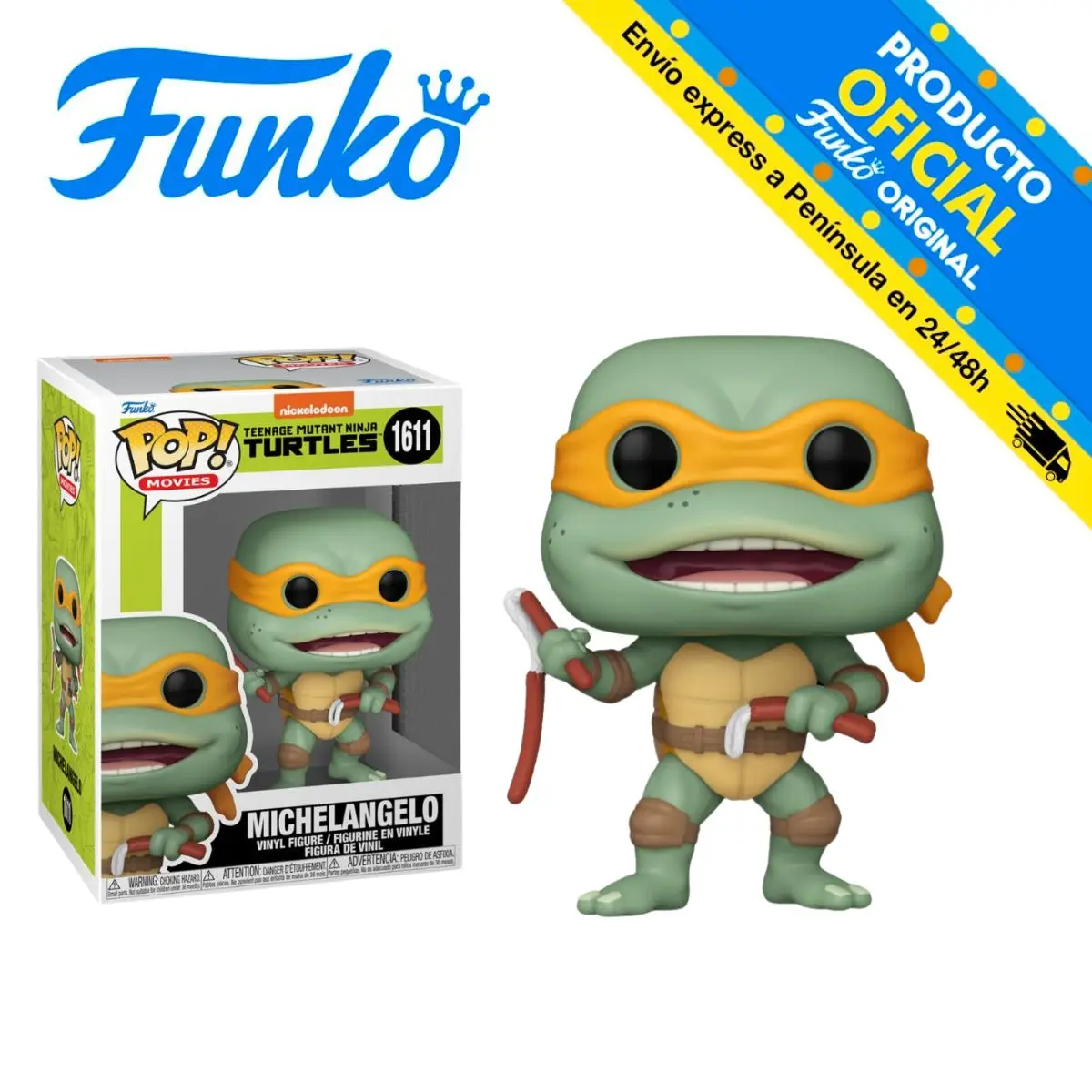 FUNKO POP! NINJA Turtles-MICHELANGELO with sausage NUNCHAKUS, 76047, series, drawings, movie, figure, original, toys, boys, girls, gifts, collector, dolls, shop, box, new, official license