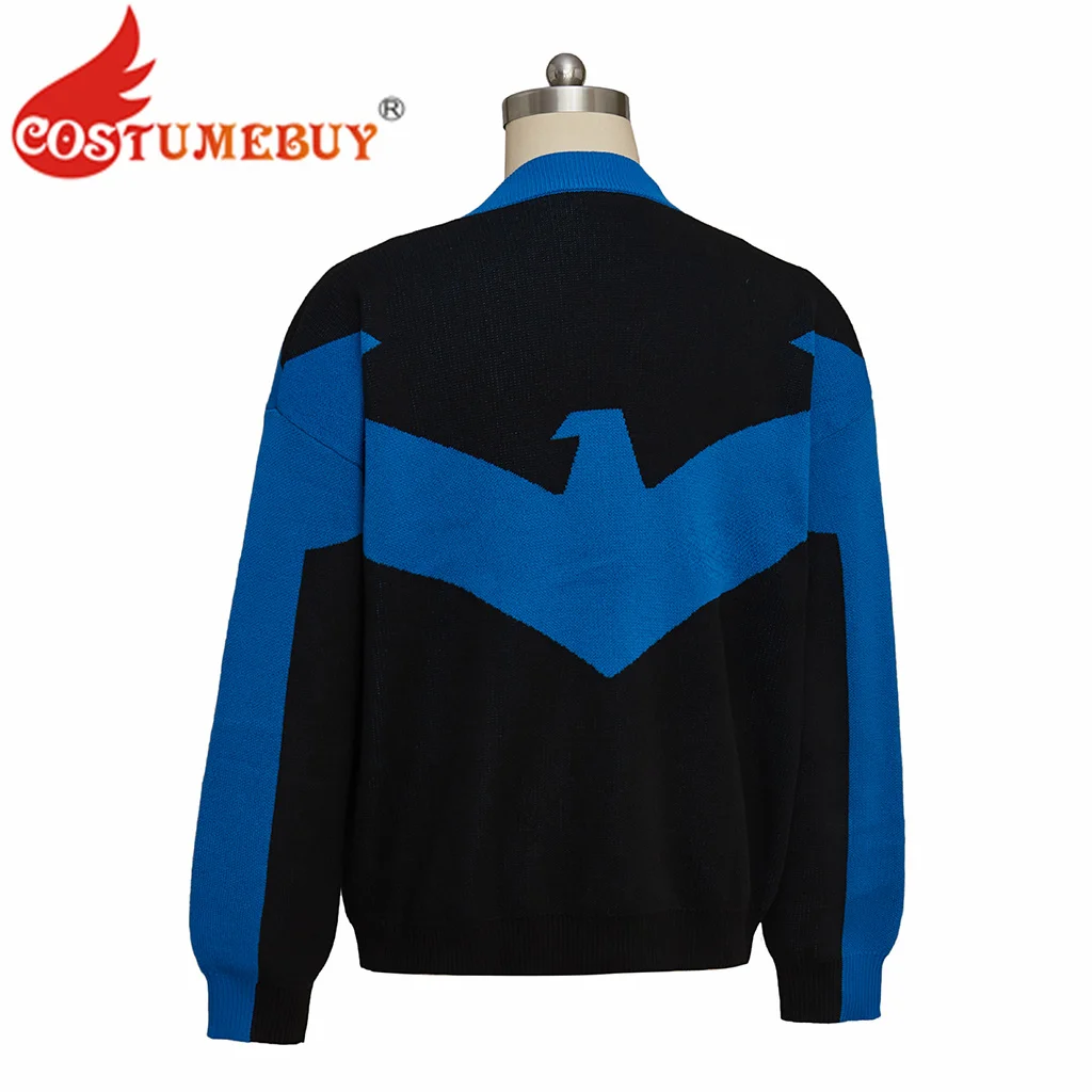 Superhero Black and Blue Cosplay Sweater Cardigan Hoodies Sweatshirts Jacket Unisex Adult Women Men Warm Knitted Coat