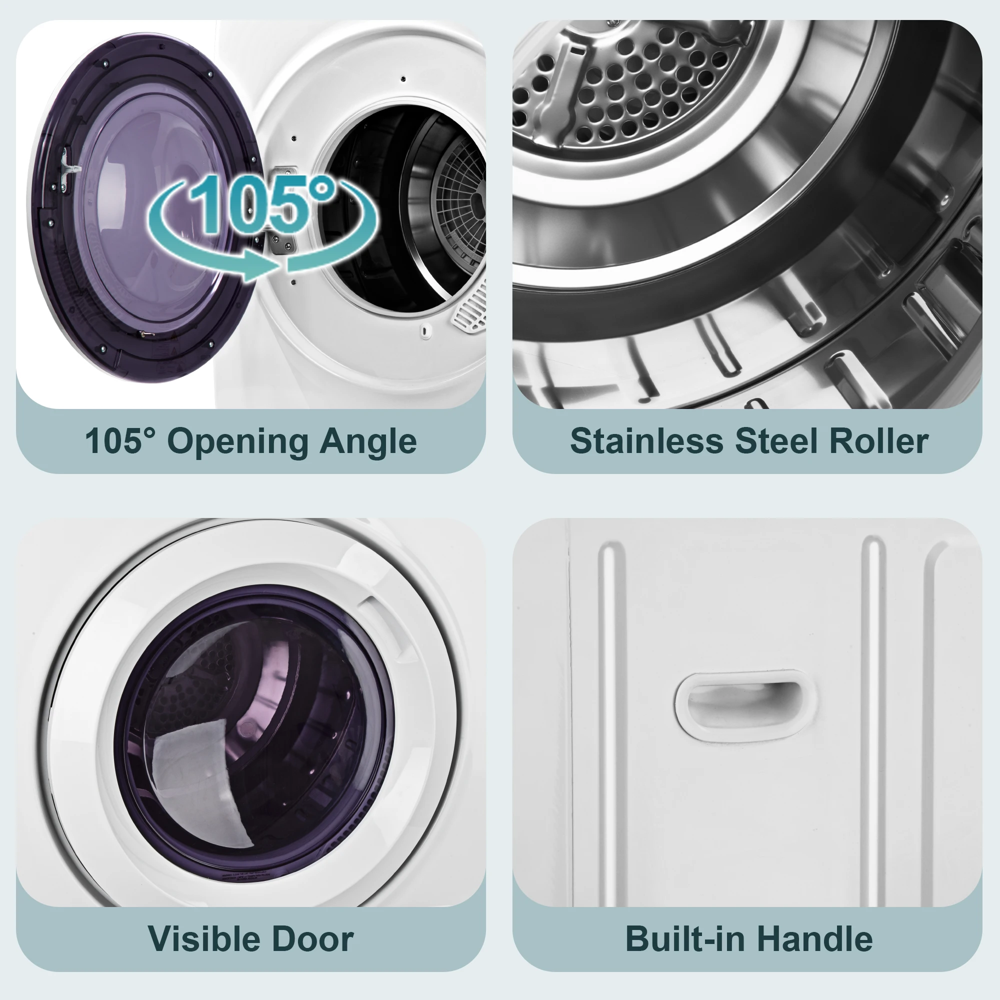 Vibekio Compact Laundry Dryer 3.5 cu.ft Clothes Dryers With Exhaust Pipe 1500W Portable Dryer For Apartments Home Dorm White