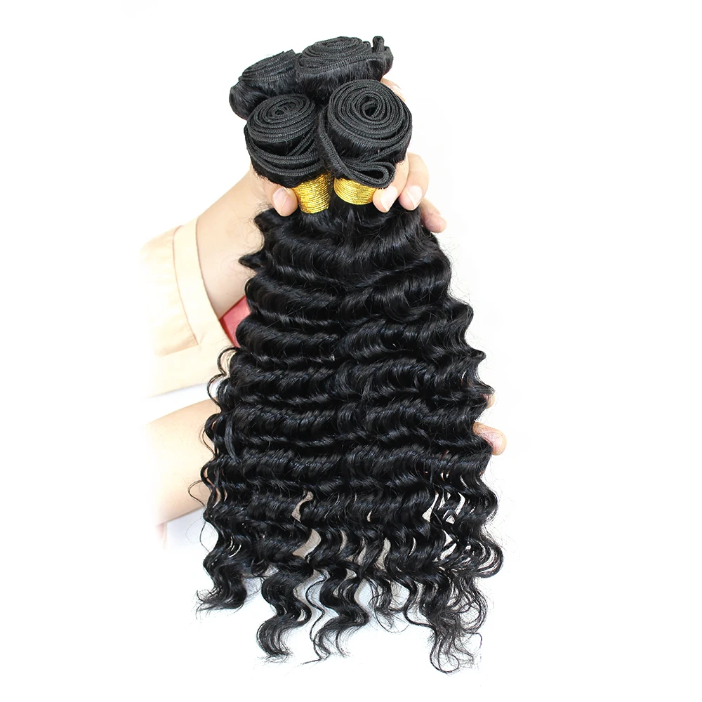 Gemlong 100% Human Hair Deep Wave Bundles Original Human Hair Extension For Black Women 10-30 Inch 100 Raw Virgin Human
