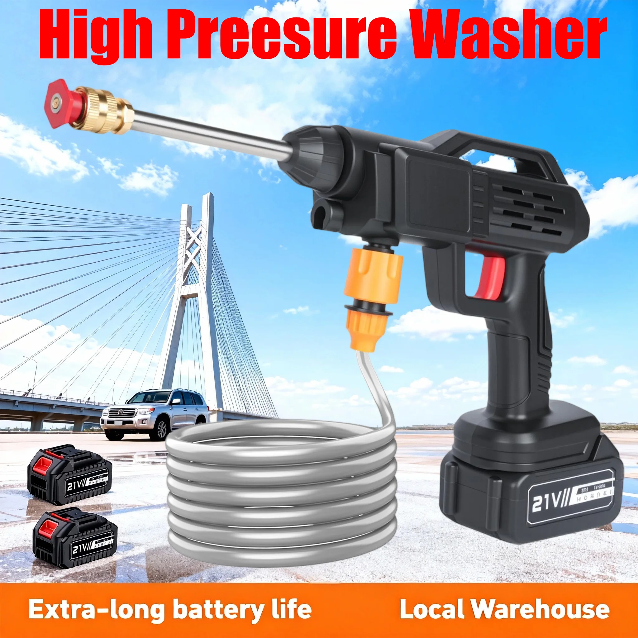 Nettoyeur haute pression Portable, batterie au Lithium sans fil 1500/3000mAh, nettoyeur haute pression pour les détails de voiture, nettoyage extérieur de la maison
