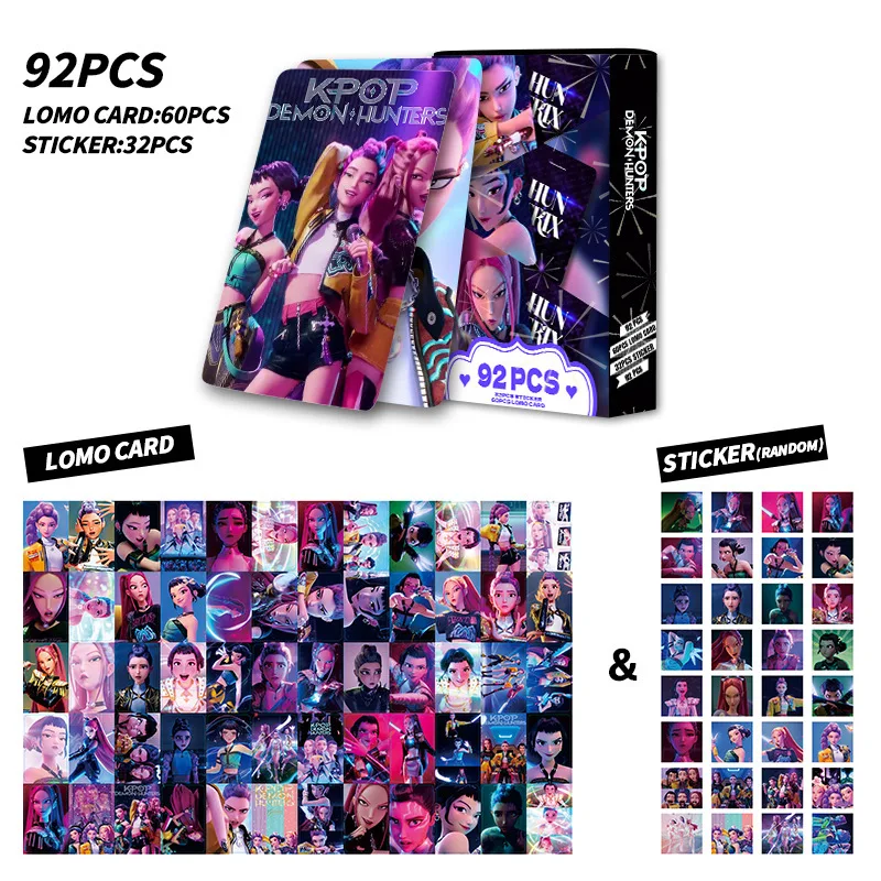 92 stks K-POP Demon Hunters HUNTR/X Girl Group LOMO-kaarten - Dubbelzijdige HD-fotocollectie, Anime Trading Game Collectibles, Fan
