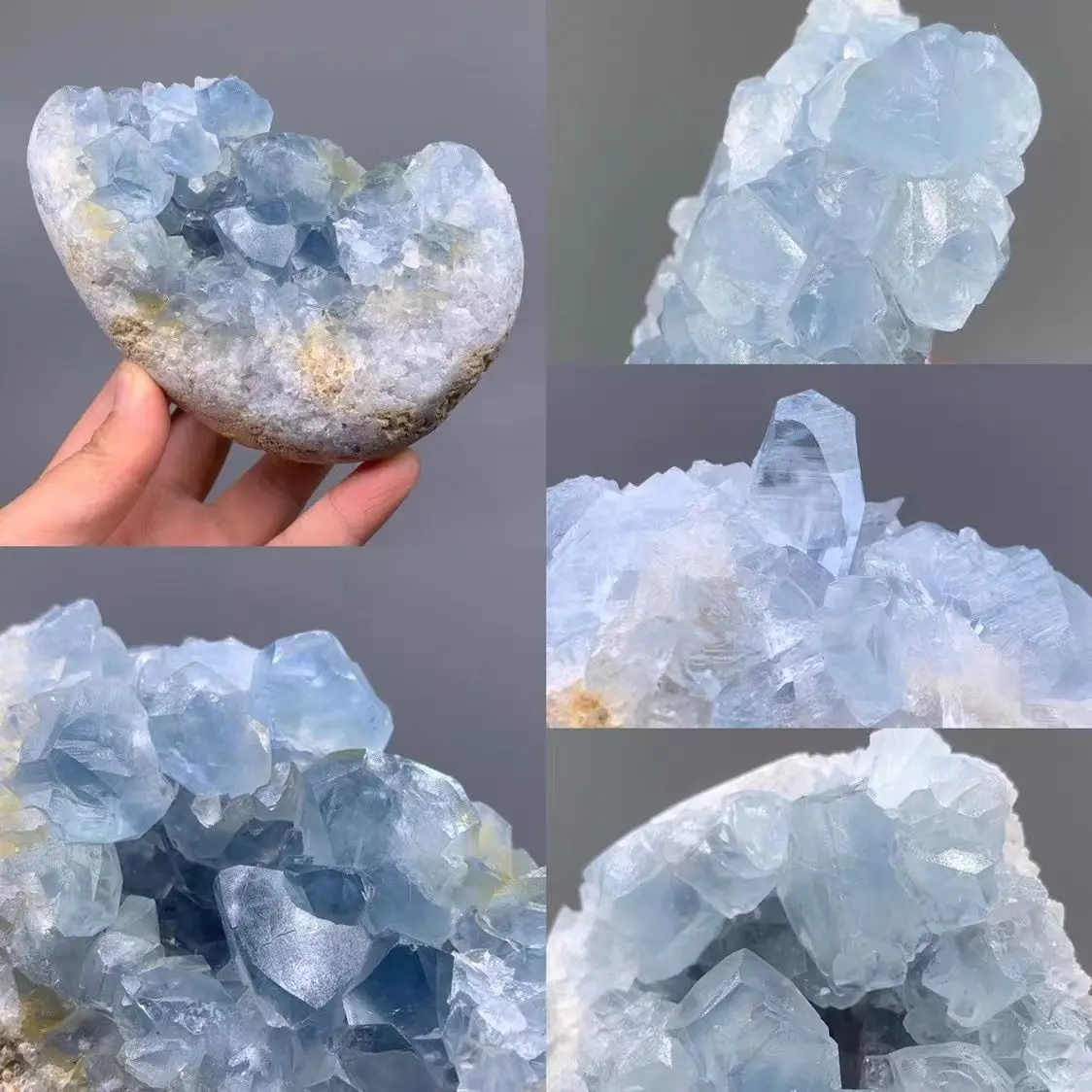 1pc Natural Blue Celestite Crystal Cluster Mineral Specimen For Decoration