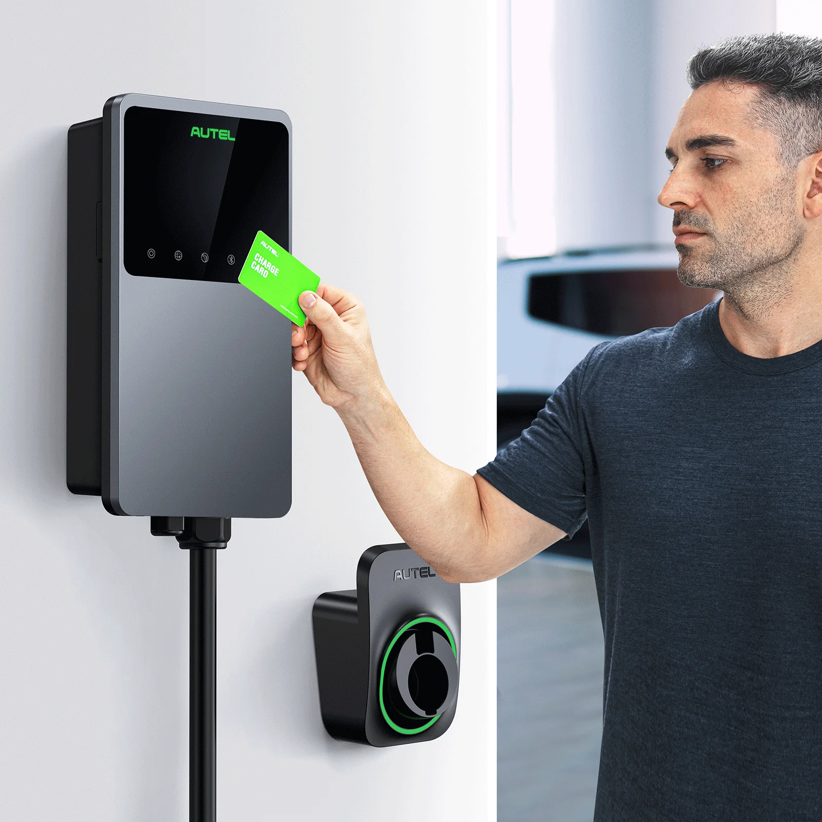 Autel 50A RFID WIFI Bluetooth EVSE Loại 1 EV Sạc Cấp 2 Nhà Wallbox Thông Minh Đế Sạc 25 Ft. Cáp Trong Nhà/Ngoài Trời