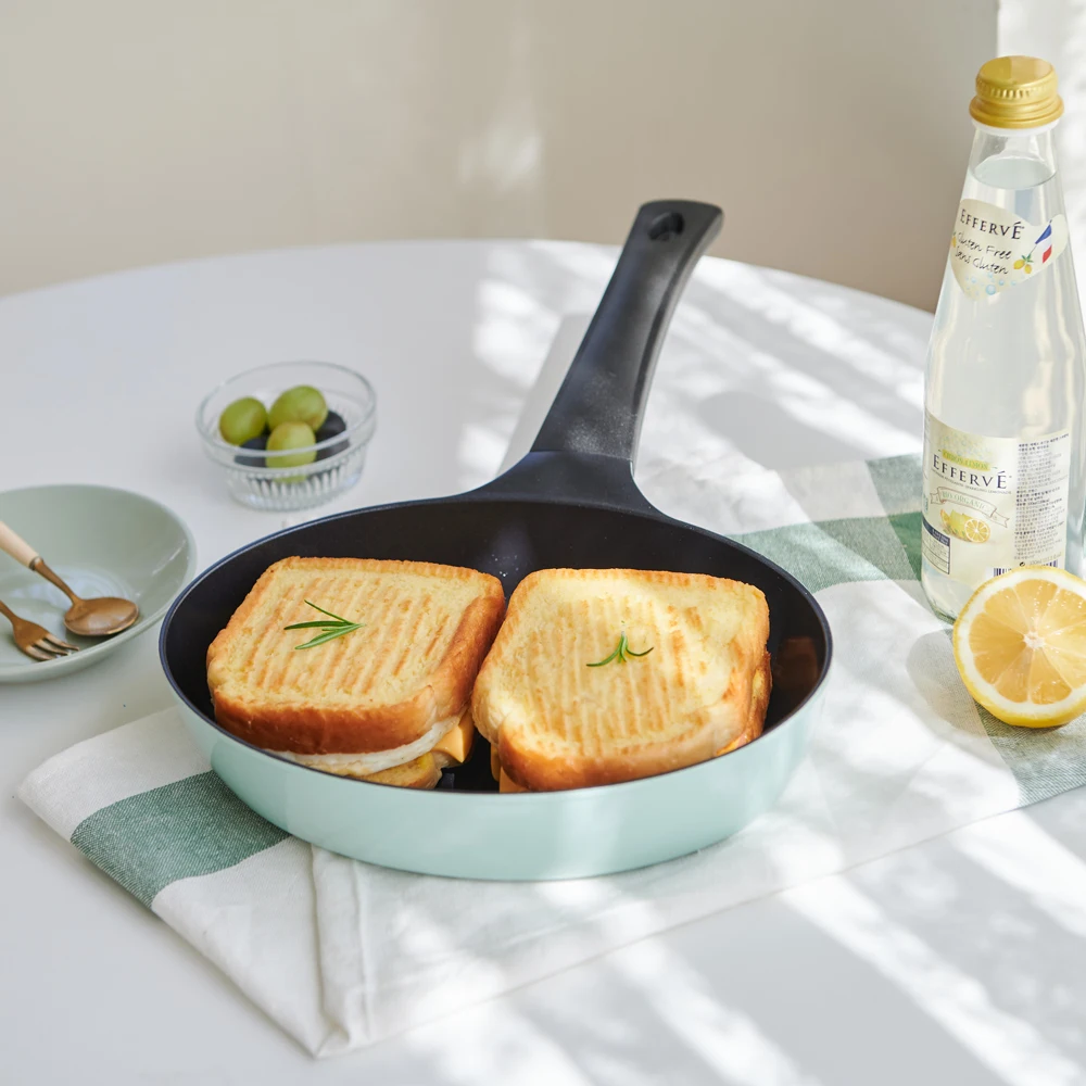 [Kuan] IH Induction Fish Steak Grill Pan Frying Pan 24cm (Aqua Mint)/[Cuan] IH Induction fish steak grill frying pan 24cm