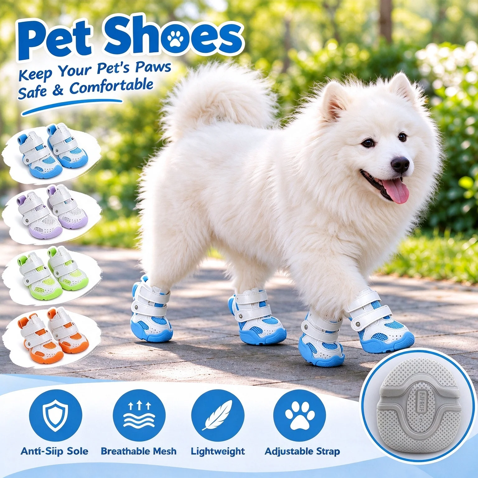 Double-Fastening Dog Shoes That Are Not Easy to Fall Off, Breathable Mesh Pet Shoes for Small Dogs and Cats, Double Velcro Anti-Slip and Wear-Resistant Outdoor Paw Covers for Small Dogs, Pack of 4
