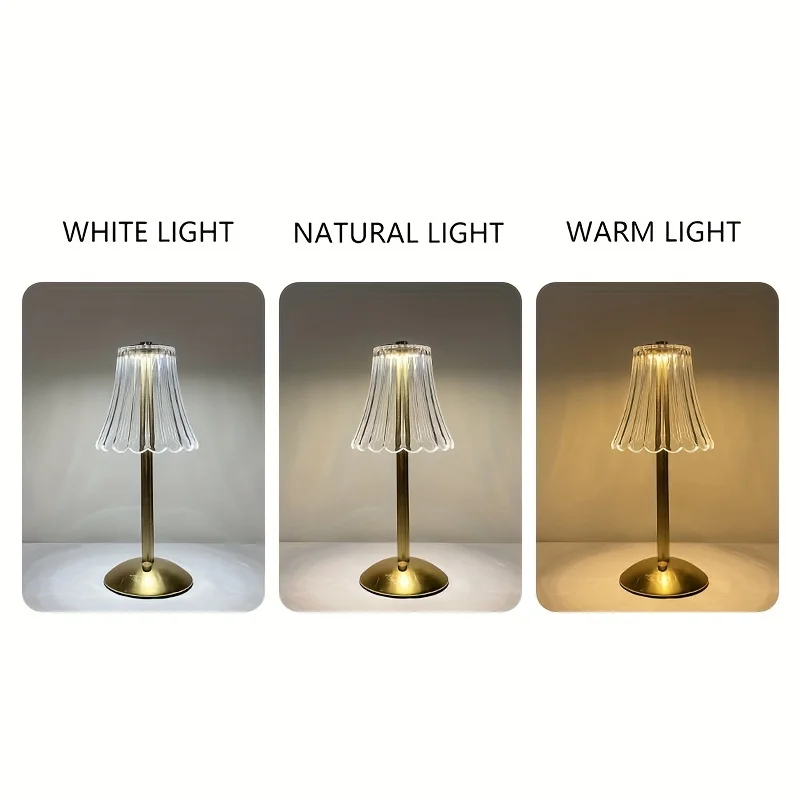 Tri-Tone LED Crystal Table Lamp with Wrought Iron Base - Perfect for Restaurants and Hotels