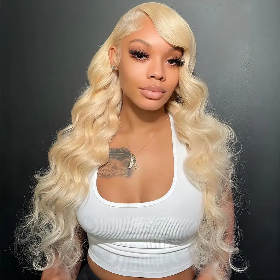 613 Honey Blonde Brazilian 30 36 inches Body Wave HD Transparent Lace Front Human Hair Wigs 13x6 Lace Frontal Wig   Wig