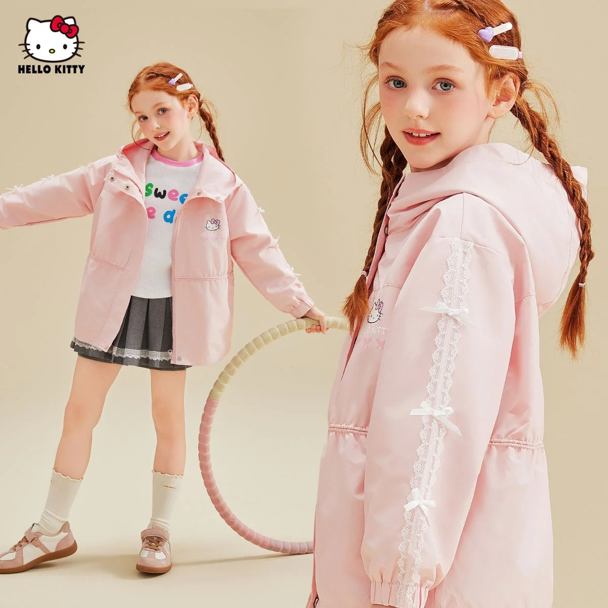 

[Genuine Authorization] HelloKitty Children's Autumn Jacket for Girls 2025 New Spring and Autumn Girls' Western style Stormtroop