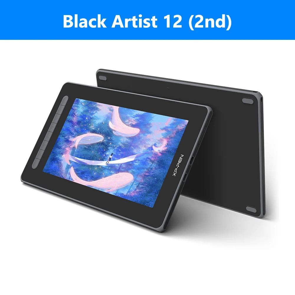 XPPen Artist 12 2e generatie grafische tabletmonitor met 127% sRGB, 8 sneltoetsen, 12 inch pen-display, ondersteunt Android, Windows, Mac.