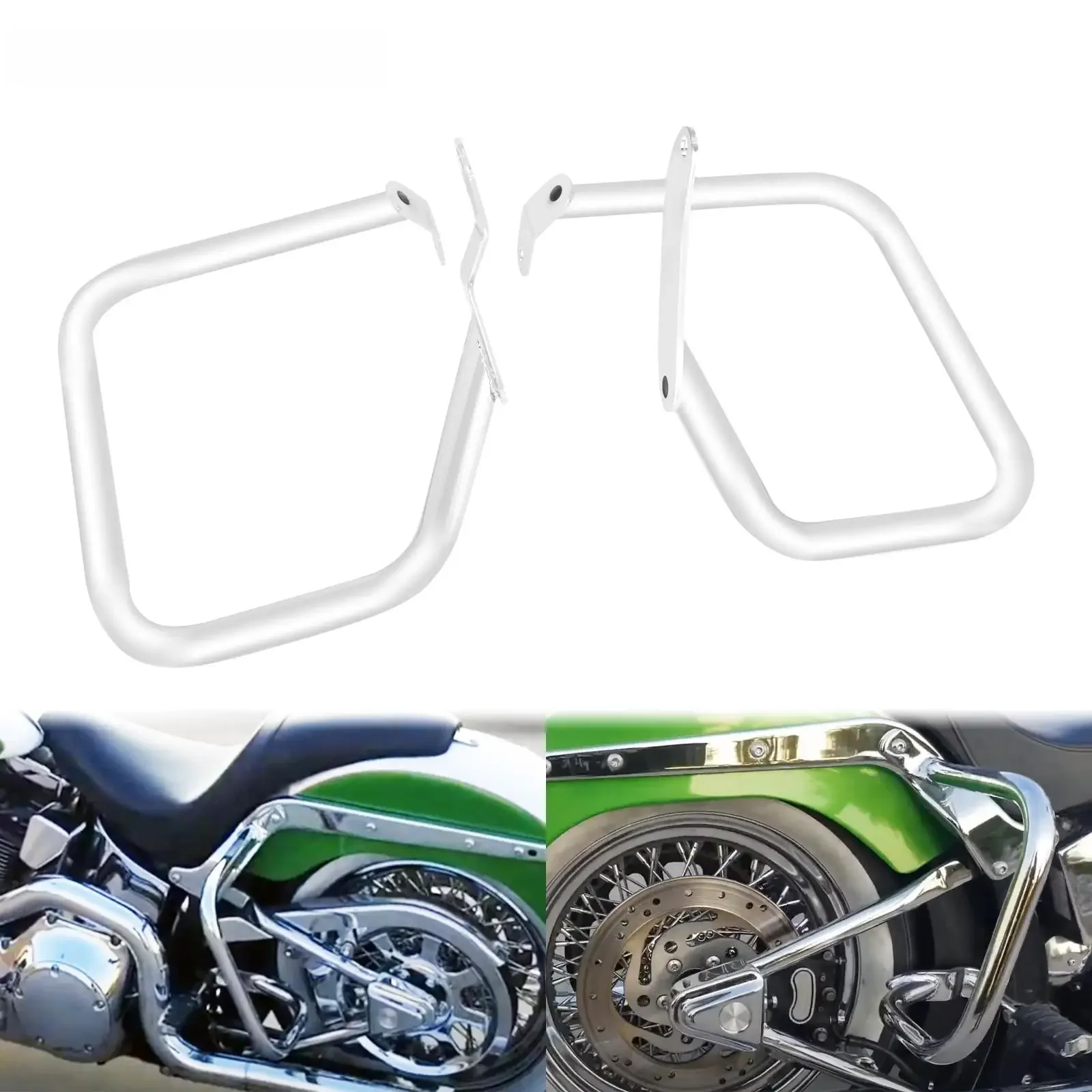 Chromowane orurowanie ochronne na tylne sakwy motocyklowe, gmole do Harley Softail FLST FLSTC 2000-2012 FXST 2000-2005 FXSTB 2000-2005 — zdjęcie 2
