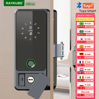 New RAYKUBE G18 Tuya Bluetooth Smart Glass Lock Fingerprint Electronic Digital Lock APP/IC Card/Password Unlock For Glass Door