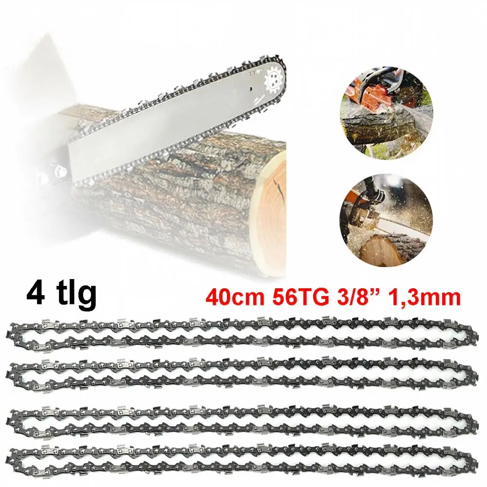 4x Sägekette 40cm 56 Antriebsglieder 3/8" Low Profile 1,3mm für Bos**, Makita, Al**, Stihl, Dolm**