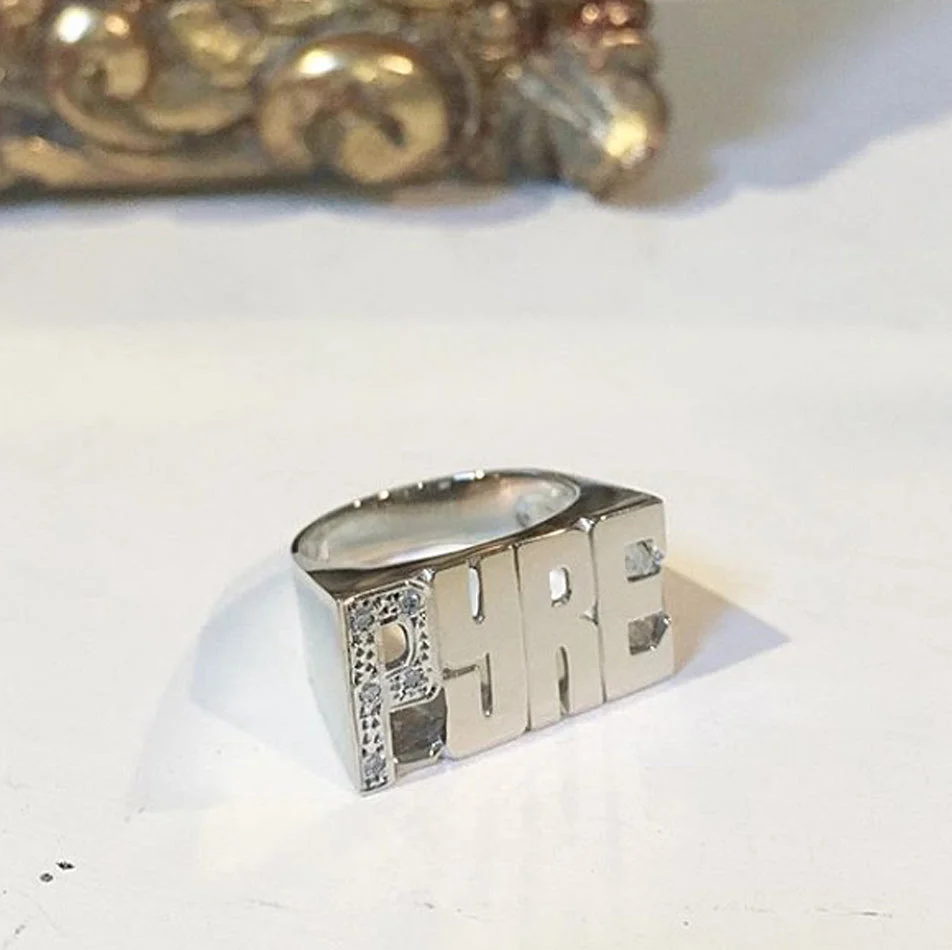 3D Jewelry Custom Double Letter Block Ring Closed Ring Personalized Initial Ring Unique Gift for Father Day Gift Rings for Man