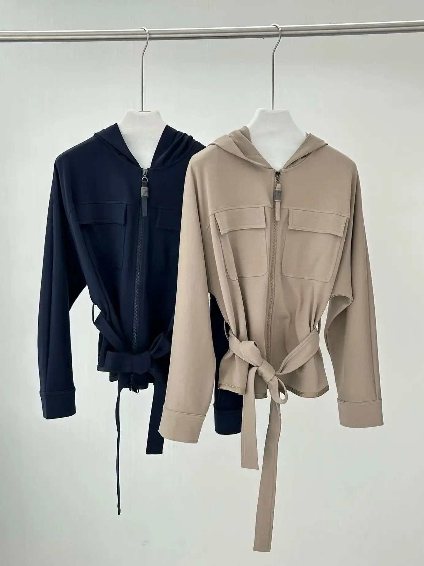 Lente casual casual katoenen jersey broekpak met capuchon