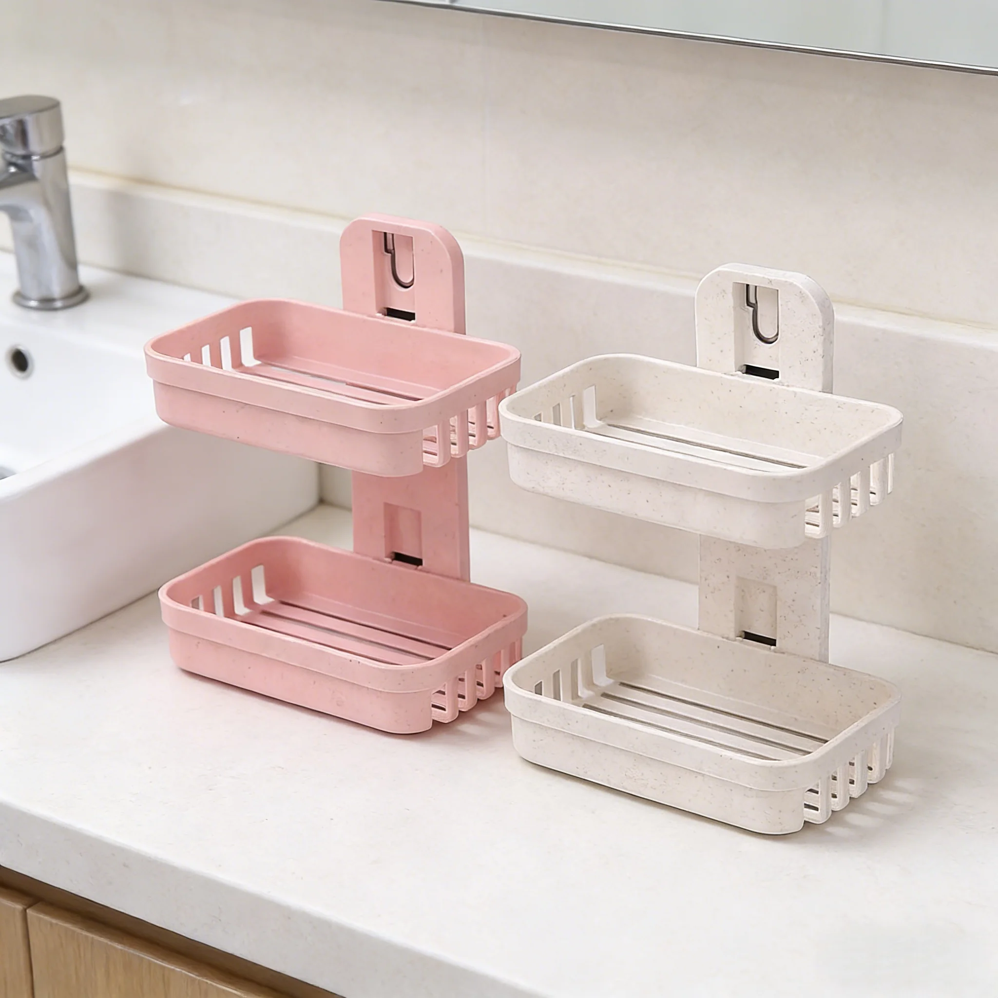 

1pc Minimalist Soap Dish with Drain – Plastic Rectangular Soap Tray and Holder for Bathroom Organization