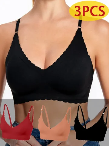 3pcs Women's Sexy Backless Push Up Bra U Shape Adjustable Straps Seamless Nylon Underwear High Support Hand Wash