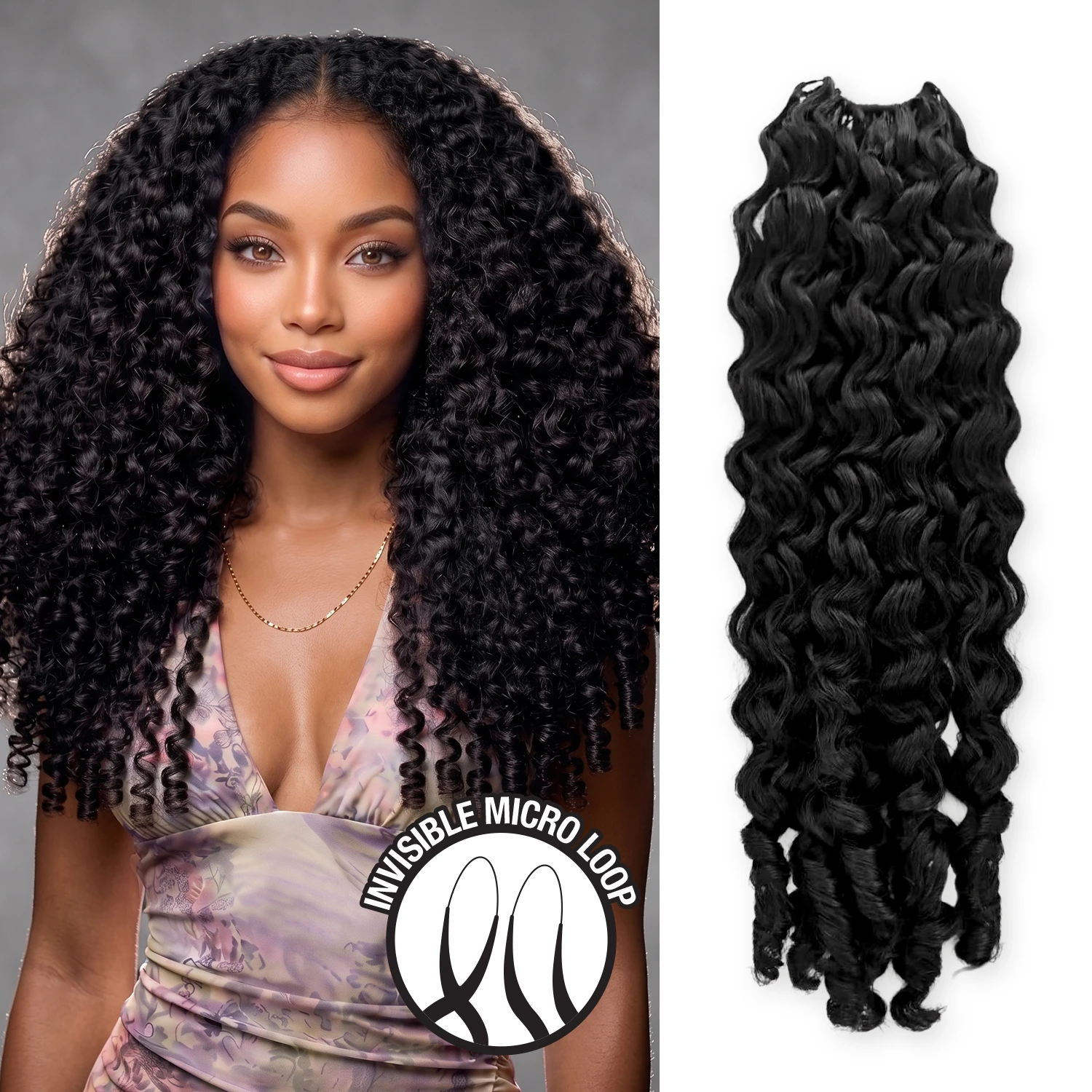 

Uniq 100% Human hair Seamless Pre-Separated Feather Crochet Burmese Curl 14"-18"