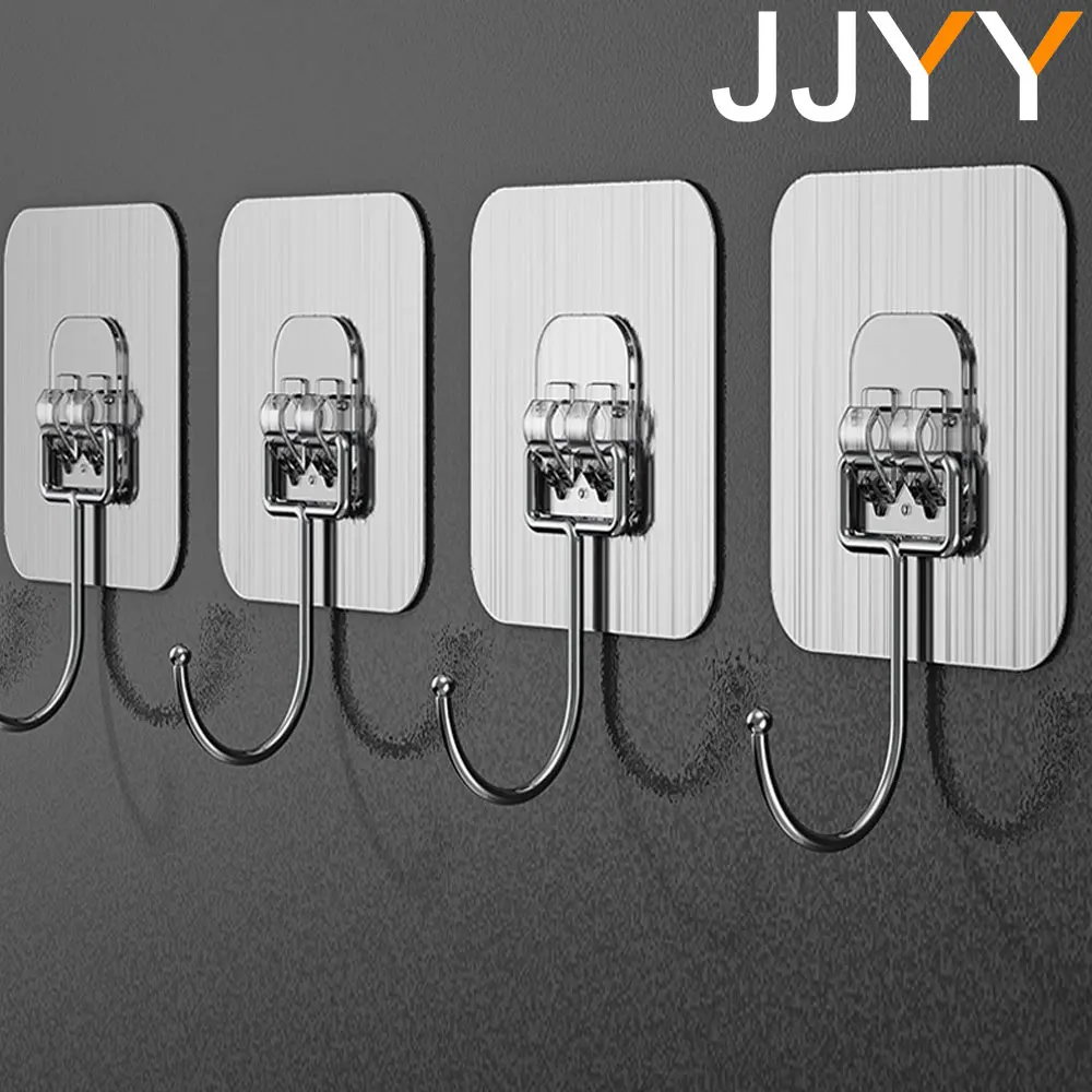 JJYY 5Pcs Seamless Hooks Waterproof and Oilproof Load-bearing Metal Wall Hooks for Home Decor Holders Racks Bathroom Kitchen