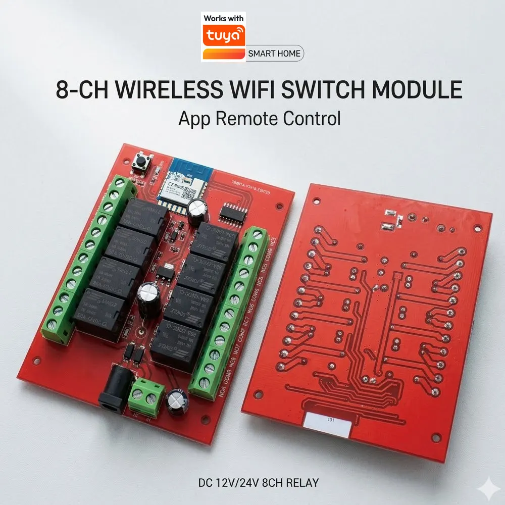 DC 12V 24V 8 Channels Wireless Switch Module Wifi Relay Module APP Remote Control DIY Smart Home Automation For Tuya