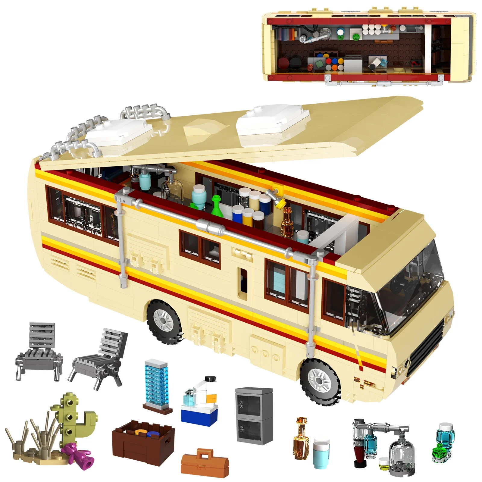 Neue brechen schlechte Koch labor rv Auto Bausteine Set Walter weiß van DIY Fahrzeug Spielzeug