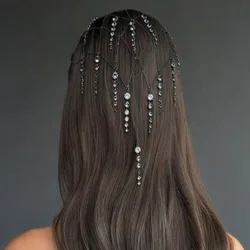 Stonefans Tassel Headpieces Headdress Wedding for Women Gatsby Cleopatra Flapper Crystal Bohemian Bride Tiara Accessories Party