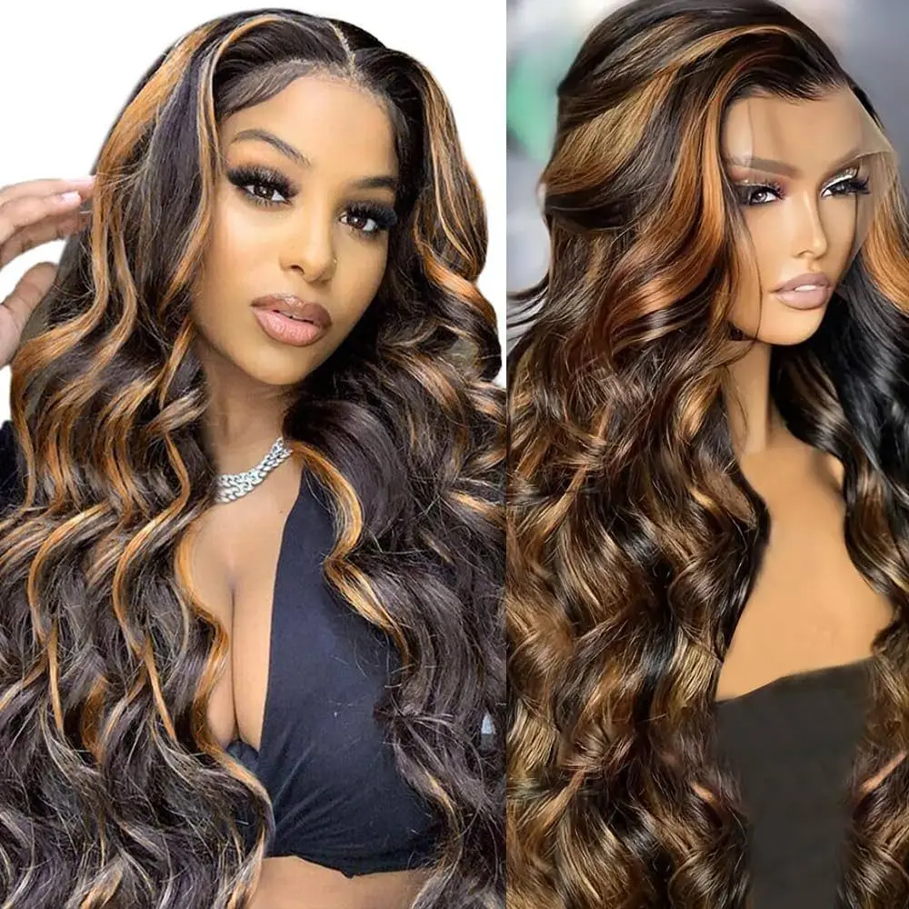 

Body Wave 200 Density Colored 13x6 HD Lace Front Wig For Women 30 32 Inch 4/27 Highlight 13x4 Human Hair Lace Frontal Wigs