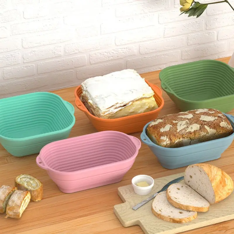 Silicone Bread Basket Baking Dessert Oval Dough Bread Proofing Baskets Collapsible Storage Fermentation Sourdough Basket Kitchen