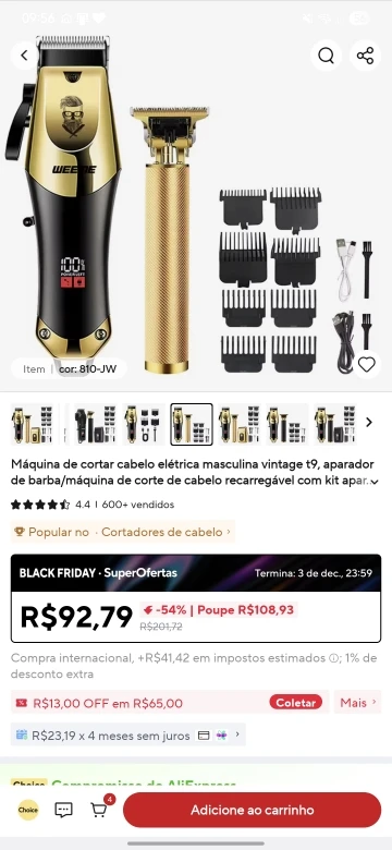 Vintage T9 Electric Hair Clipper for Men, Beard Trimmer/Rechargeable Hair Clipper with Nose Hair Trimmer Kit, Gift for Boyfriend 