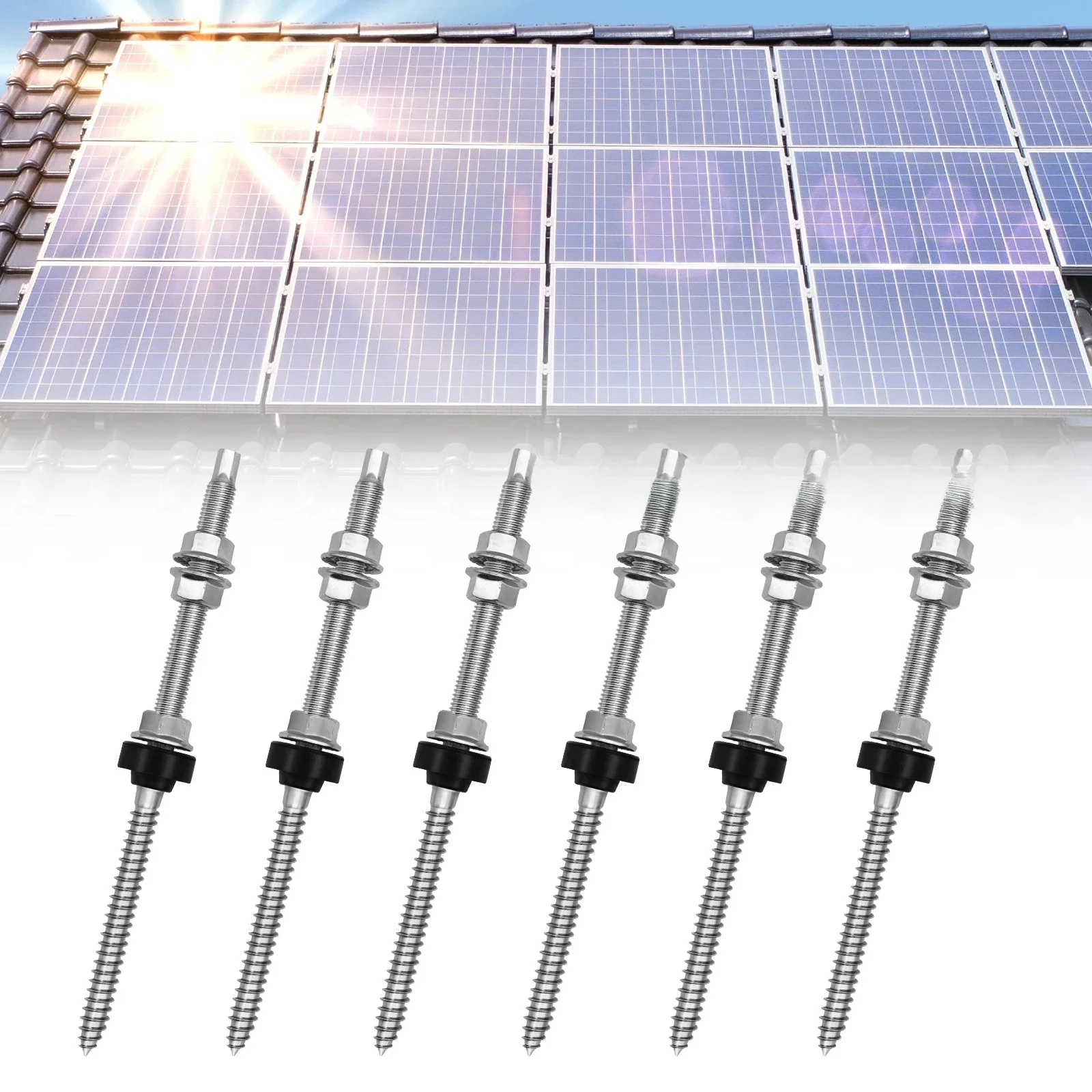 6/10 Zestawów Śrub ze Stali Nierdzewnej SUS304 do Zawieszania Paneli Solarnych, Zestaw Montażowy do Paneli Solarnych na Dowolne Drewniane Belki — zdjęcie produktu 7