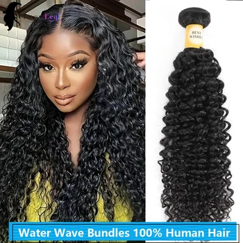 24 Inch Watergolf Menselijk Haar Bundels Krullend Diepe Golf 3 Bundels Braziliaanse Zwart Menselijk Haar Remy Hair 100% Menselijk Haar Natuurlijk