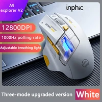 Ratón inalámbrico para juegos Inphic A9 Explorer V2 con indicador de nivel de batería de 500mA, ergonómico, Bluetooth, para oficina, PC y portátil.