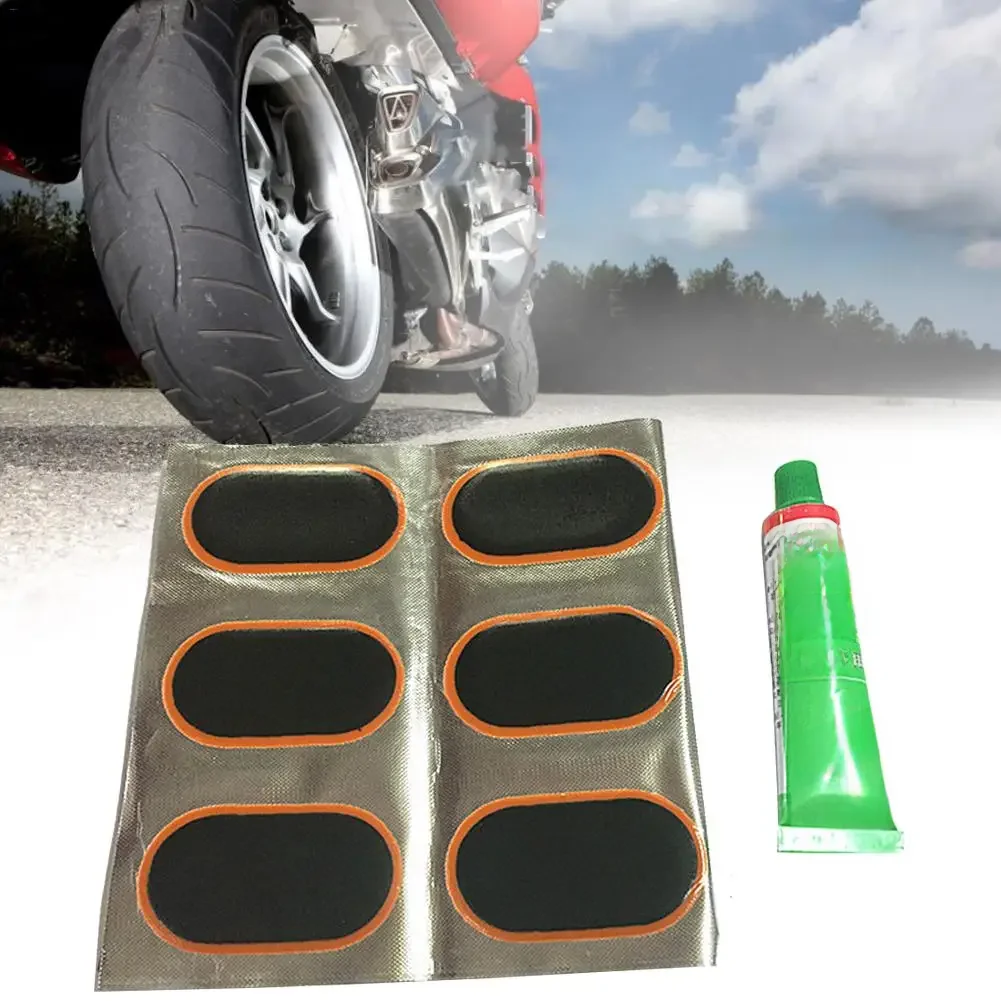 48 sztuk + 1 klej narzędzie do naprawy motocykli opona opona gumowa łatka kawałek jazda na rowerze przebicie zestawy narzędzi do naprawy Banden Reparatieset — zdjęcie 2