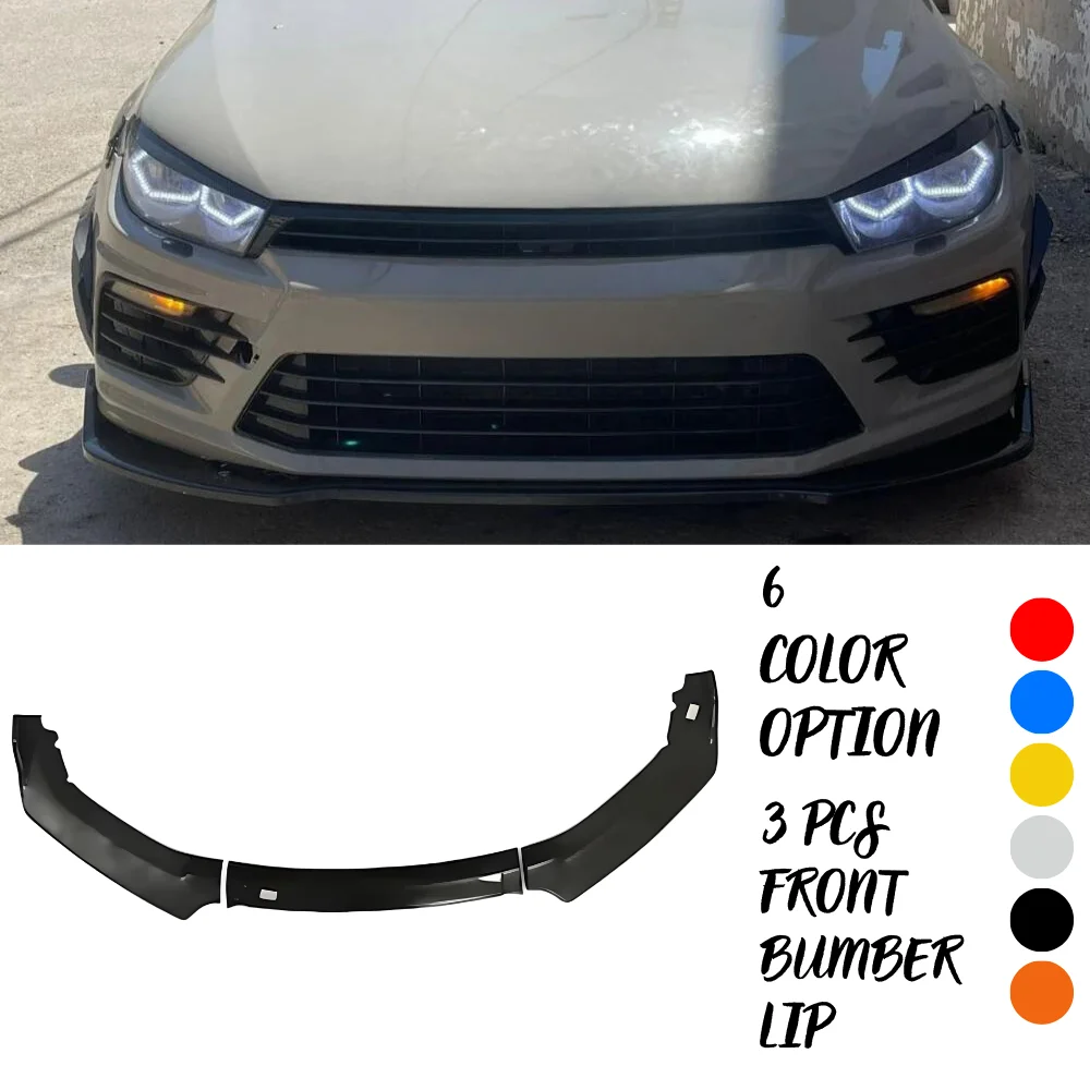 3 Pcs Front Bumper Lip For Vw Scirocco 2014-2022 Body Kit Car Accessories Spoiler Splitter Diffuser Flap Bumper Exterior Parts