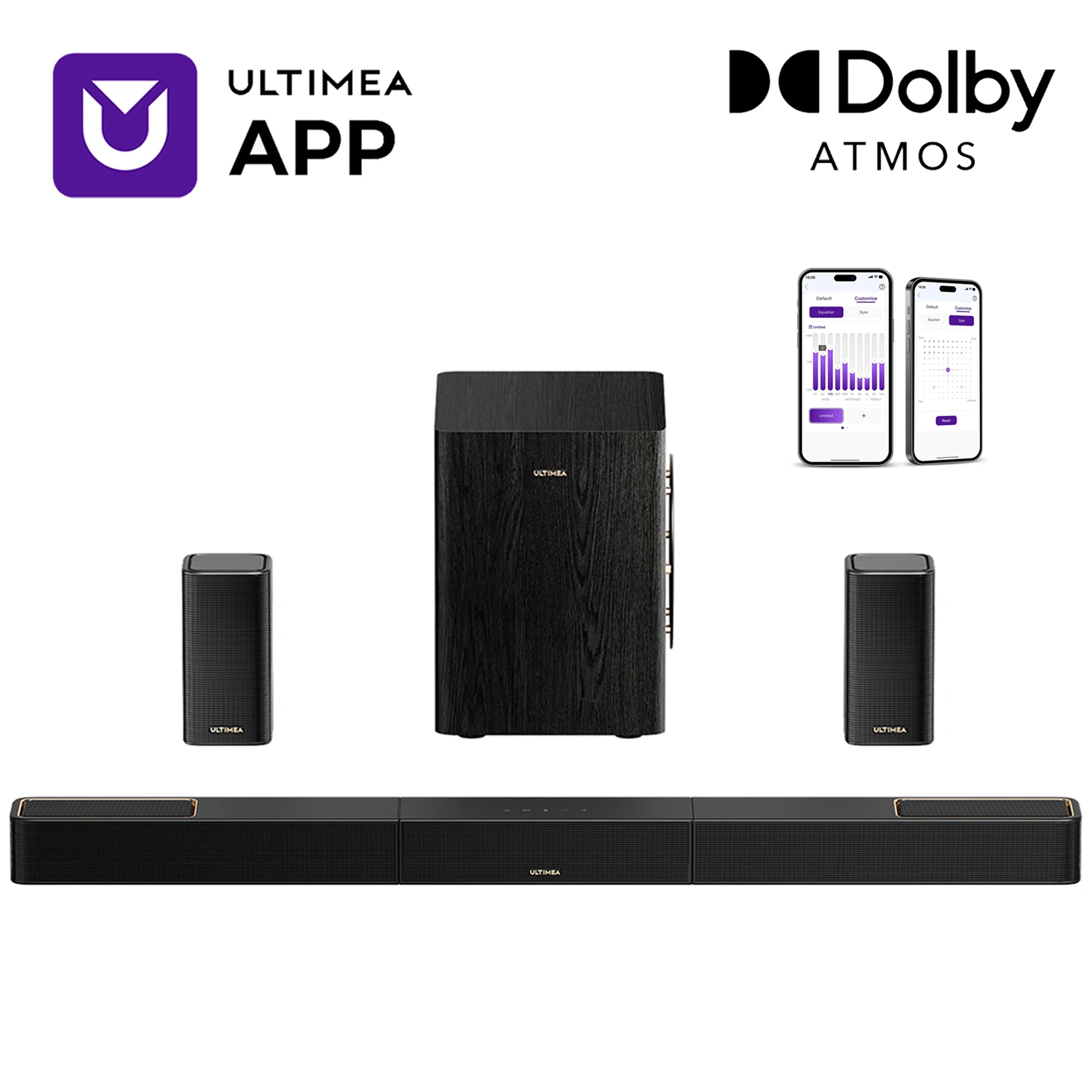 ULTIMEA 5.1.2 Surround Sound System Sound bar for TV with Dolby Atmos&APP Control, Home Cinema Bluetooth Speaker with Subwoofer