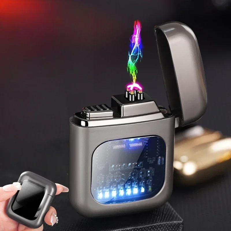 Briquet magnétique en métal avec lumière clignotante cool, nuit market, décompression, périphérique touristique, affichage de la puissance, USB de type C, 2024