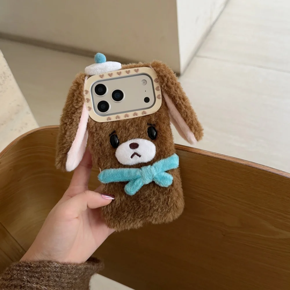 

Plush wronged puppy phone case, suitable for iPhone 14/15/16/17ProMax, Fundans 17 Pro INS cute new shockproof protective case