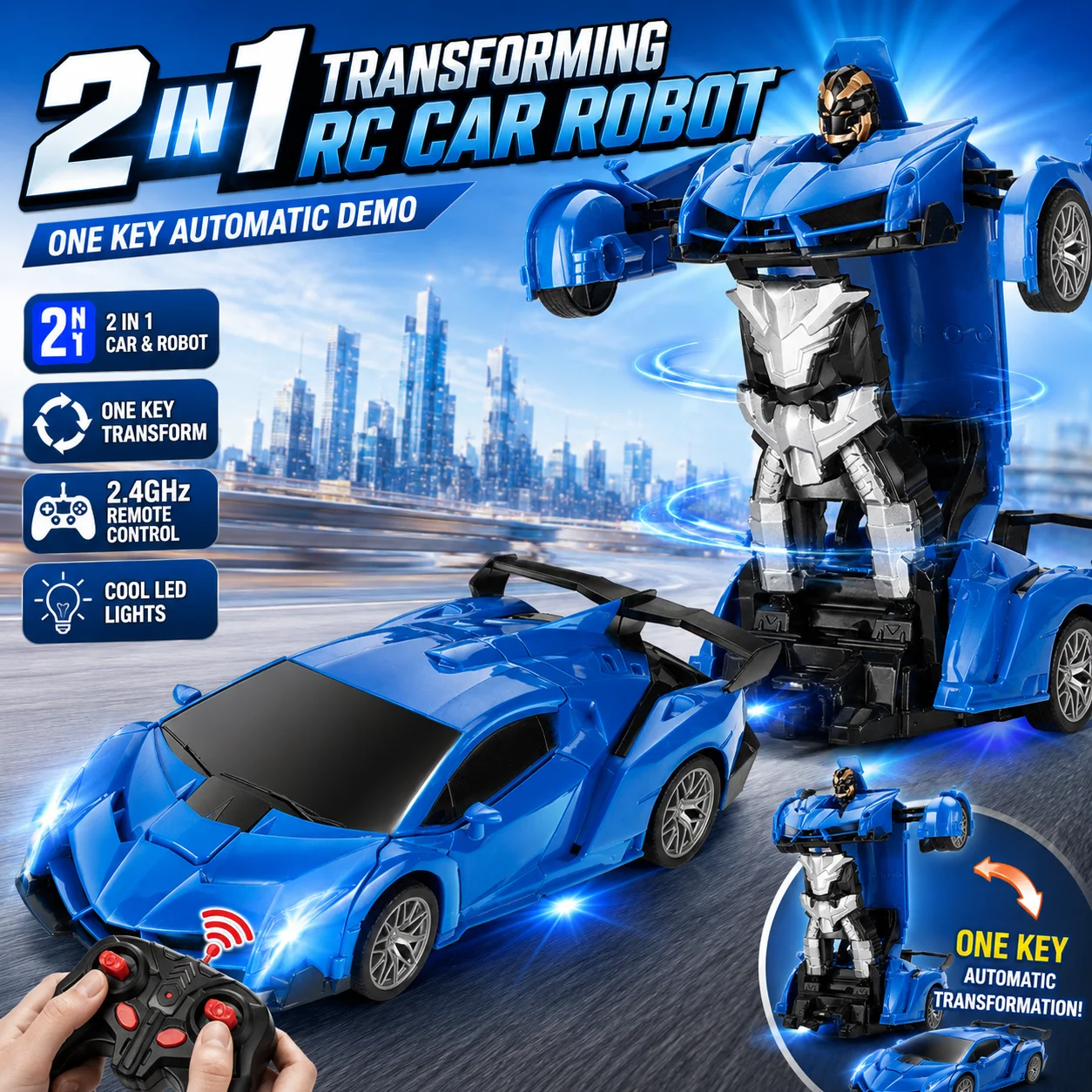 Electric RC Car 2 In 1 Transformation Robots Sports Vehicle Model Robots Boys Toys Remote Cool RC Deformation Cars Kid Toy Gifts