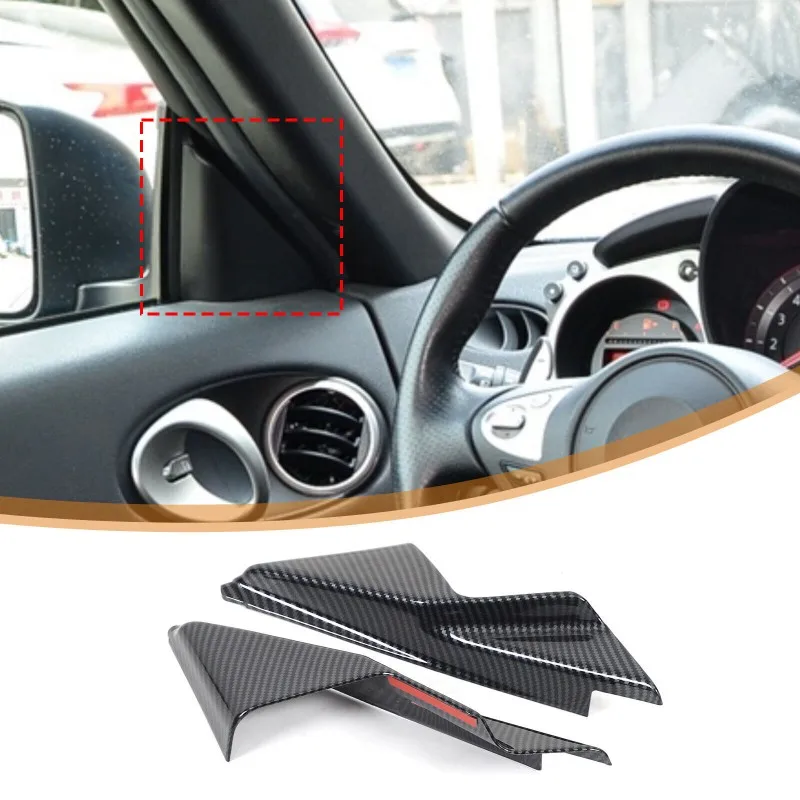 Abs fibra de carbono porta interior do carro um pilar triângulo guarnição capa para nissan 370z 2009-2020 estilo decorativo kit acessórios